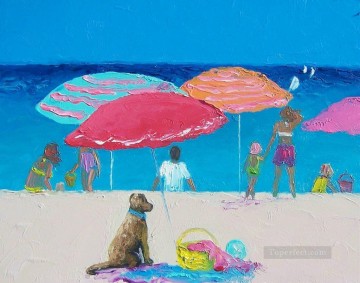 perro en la playa impresionismo infantil Pinturas al óleo